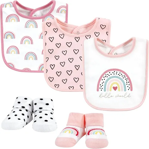 Vista 173 de Hudson Baby Conjunto de babero y calcetines unisex de algodón para bebé
