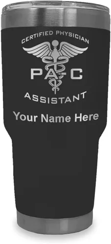 Vista 32 de LaserGram Vaso aislado al vacío de 20 onzas, asistente médico certificado PA-C, grabado personalizado incluido (negro)