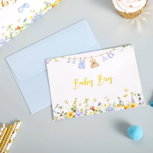 Vista 4 de Crisky Bolsa de regalo grande de 13" para niño con papel de seda, tarjeta de regalo y lazo para decoración de baby shower y cumpleaños de niño