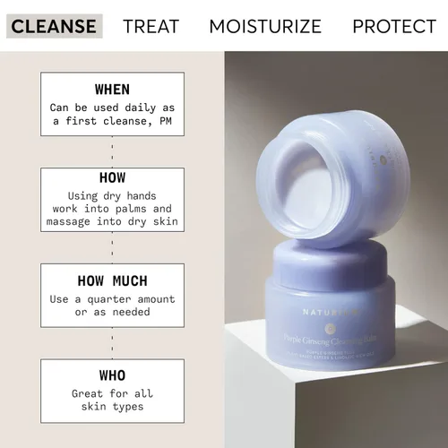 Vista 2 de Naturium Bálsamo limpiador de ginseng morado más ésteres a base de plantas y aceites ricos en linoleico, lavado facial suavizante, 3.0 onzas