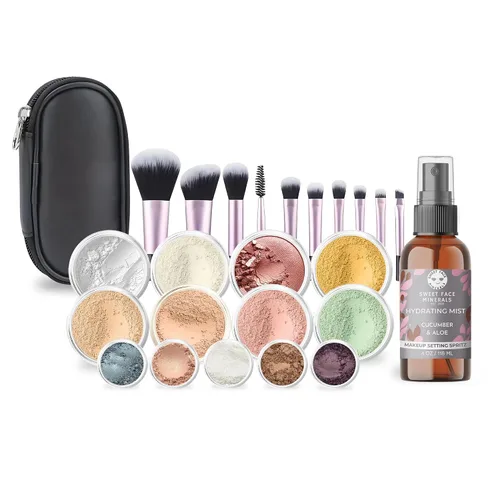 Vista 17 de Kit de maquillaje mineral de tamaño completo, set de base mate, Beige