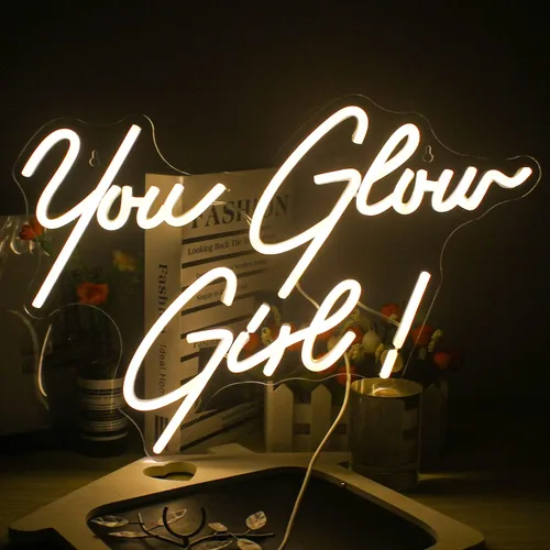 Vista 7 de Letreros de neón de gestos de letras para pared, luces LED de neón azules, luz de pared de neón USB, letrero de luz de barra de neón