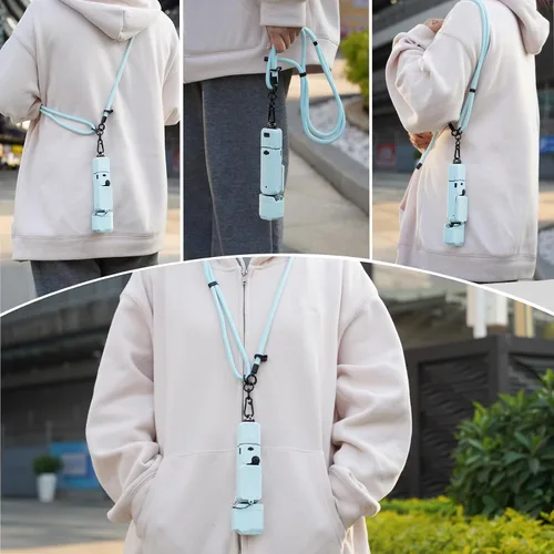 Vista 3 de Funda de Silicona para Pocket 3 y Cordón para el Cuello, Funda Protectora con Protector de Lente Resistente a Rayones, Ajustable, Fácil
