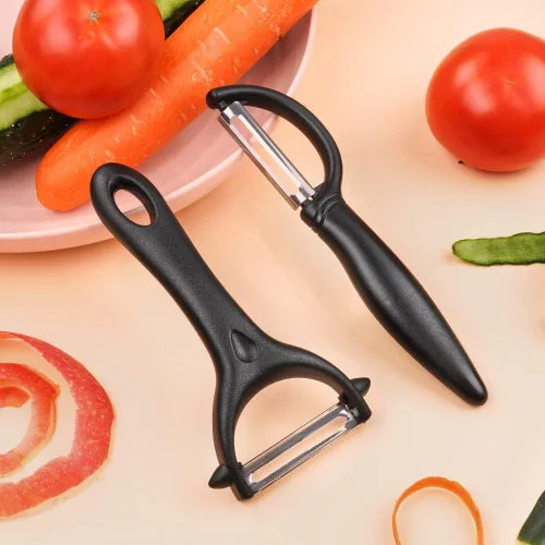 Vista 5 de AUAUY Juego de 2 peladores de patatas, juego de pelador giratorio de verduras en forma de Y e I, pelador de frutas para cocina, pelador de agarre