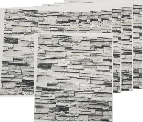 Vista 8 de BookishBunny Papel tapiz de espuma de piedra 3D para techo, azulejos autoadhesivos para pared del hogar, panel grande, 27 x 30 pulgadas, 0.236 in