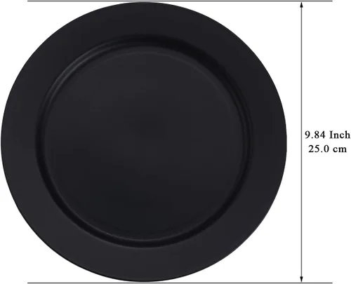 Vista 2 de Berglander Juego de 12 platos de plástico negro de 10 pulgadas, platos planos reutilizables e irrompibles, platos de ensalada, cuencos para pasta