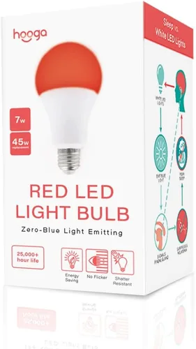 Vista 10 de hooga Bombilla para dormir, bombillas ámbar para terapia del sueño, bloqueo de luz azul, bombillas tenues de 1600 K equivalentes a 7 W, luz calmante