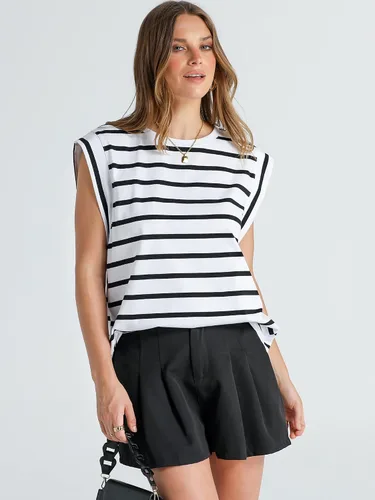 Vista 5 de WIHOLL Camisetas de manga casquillo para mujer, camisetas básicas de verano, estilo casual, ajuste holgado, moda 2024