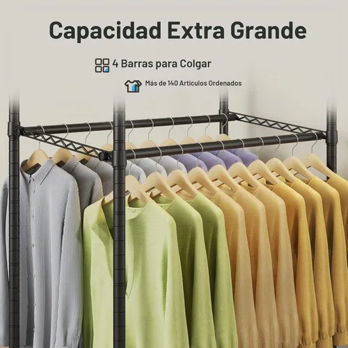 Vista 8 de VIPEK R2 Pro - Perchero enrollable para ropa de 2 lados, resistente con ruedas, estantes ajustables, varillas para colgar, armario portátil
