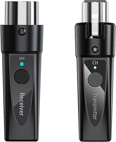 Vista 10 de Sistema de micrófono inalámbrico XLR – 2 transmisores y 1 receptor – Kit de micrófono inalámbrico de doble entrada para micrófonos dinámicos
