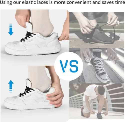 Vista 5 de 2-6 pares de cordones elásticos sin atar, cordones universales para zapatos para niños y adultos, cordones sin cordones con cierre de metal