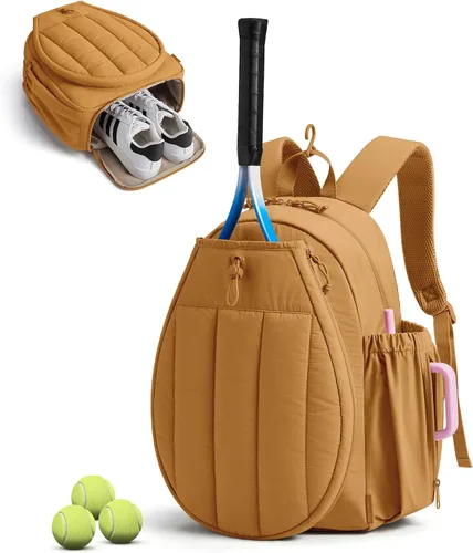 Vista 15 de BAGSMART Bolsa de gimnasio de tenis para mujer, mochila acolchada para Beige