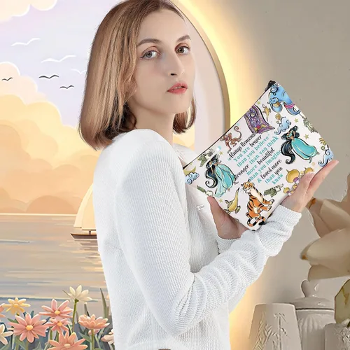 Vista 5 de LEVLO Bolsa de maquillaje de princesa árabe con cremallera para fanáticos del cine (Always Jasm)