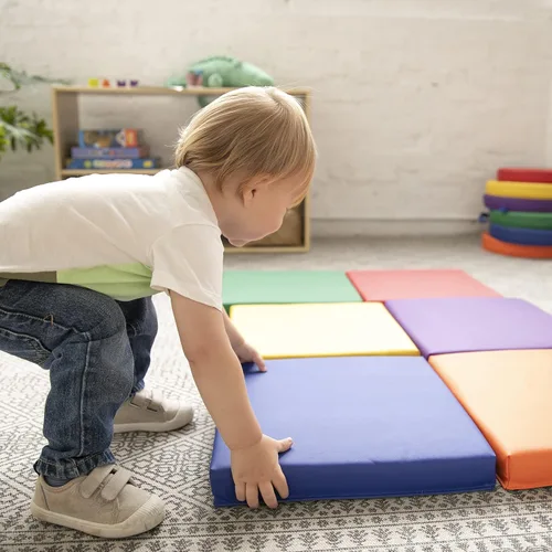 Vista 12 de ECR4Kids SoftZone - Cojines de suelo, cuadrados, asientos flexibles, surtidos, 6 piezas