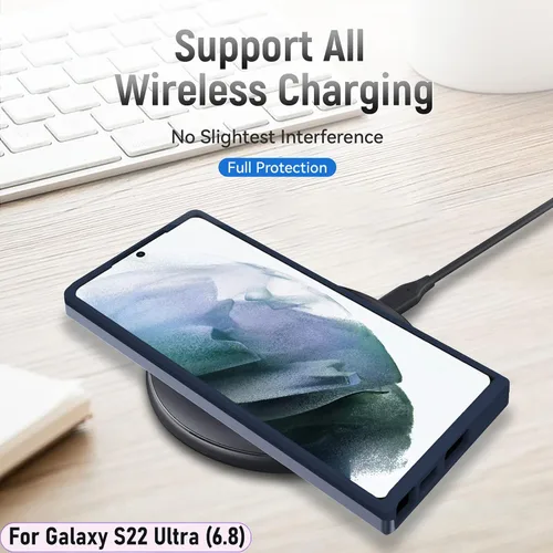 Vista 6 de Funda híbrida de doble capa para Galaxy S22 Ultra de 6.8 pulgadas, resistente a los golpes, resistente a los golpes, con 1 soporte magnético