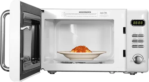 Vista 7 de Emerson MWR7020W - Horno microondas compacto para encimera con control de botón, pantalla LED, 700 W, 5 niveles de potencia, 8 menús automáticos