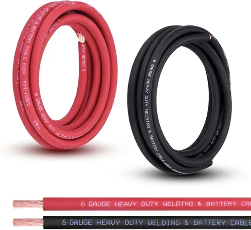 Vista 39 de Cable de batería calibre 1/0, 10 pies rojo + 10 pies negro, 1/0 AWG, alambre de cobre puro, cable de soldadura, para automotriz, batería, solar