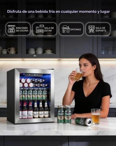 Vista 6 de Feelfunn Refrigerador de bebidas para 68 latas, mini refrigerador de 1.7