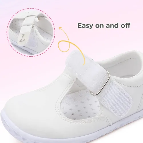 Vista 2 de L-RUN Zapatos de vestir para niñas pequeñas, zapatos ligeros Mary Jane para niñas, zapatos escolares antideslizantes para niñas pequeñas