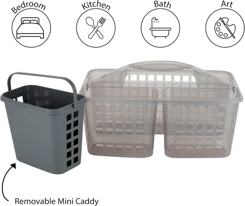 Vista 2 de Bath Bliss 2 en 1 portátil, organizador de ducha y baño para champú, acondicionador, jabón y cosméticos, en bolsa de baño gris (26118-GRIS)