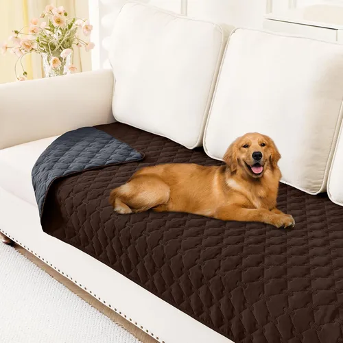 Vista 123 de Smiry Funda impermeable para cama de perro, manta reversible para mascotas para sofá Manta suave lavable para perro, funda a prueba de fugas
