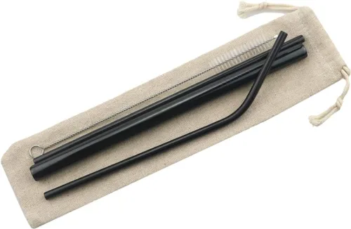 Vista 2 de Gugrida Pajitas de metal de acero inoxidable de 8.5 pulgadas, reutilizables, juego de 3 popotes – Cepillo de limpieza de color ultra largo