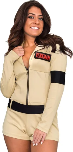 Vista 7 de Mad Engine Disfraz de Cazafantasmas para mujer con 4 parches intercambiables con nombre