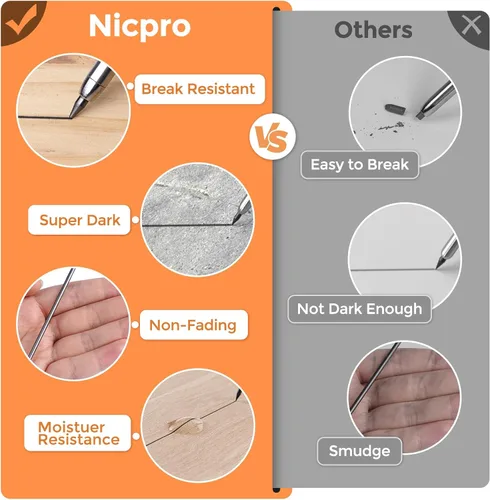 Vista 5 de Nicpro 24 Piezas de Recarga de Plomo para Lápices de Carpintero 2.8mm, Plomo Resistente a las Roturas para Lápices de Construcción y Carpintería