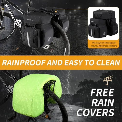 Vista 3 de Bolsa de Accesorios para Bicicleta Sunpeak Alforjas para Portaequipaje Trasero de Bicicleta 45L Bolsa de Sillín Impermeable para Bicicleta