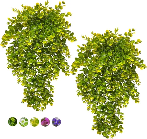Vista 7 de Planta de vid falsas, 4 piezas, plantas artificiales grandes, plantas colgantes artificiales para pared, hiedra falsa, decoración de habitación