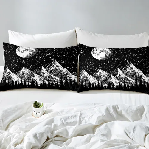 Vista 7 de Juego de sábanas de 3 piezas con diseño abstracto de estrellas y sol para niños, diseño de luna y sol, para niños y adultos, diseño de árbol