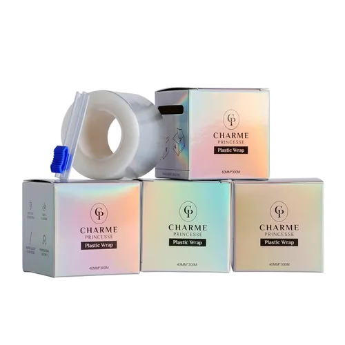 Vista 7 de Charme Princesse Paquete de 2 envolturas de plástico desechables para tatuajes de cejas, 984.3 ft, película conservadora permanente, suministros
