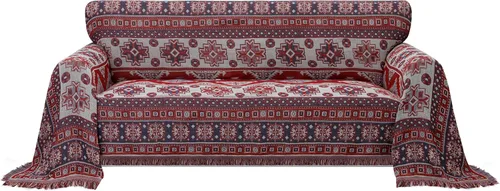 Vista 19 de PureFit Funda de sofá geométrica de jacquard con borlas - Fundas de sofá decorativas texturizadas y suaves lavables para sofá de 3 cojines, funda