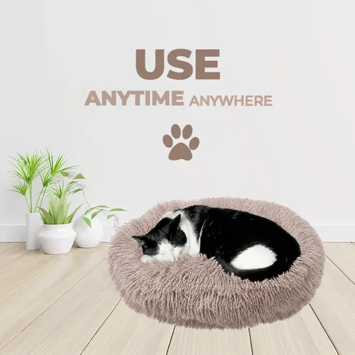 Vista 6 de Whiskers & Friends Cama para Gatos, Camas para Gatos de Interior Lavables, Cama Ortopédica Suave Esponjosa Redonda Calmante para Mascotas
