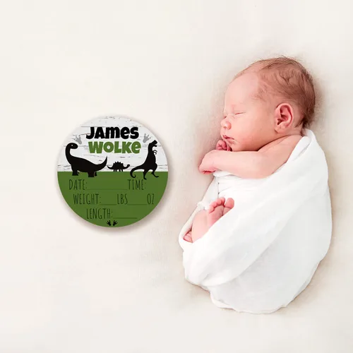 Vista 3 de Letrero de anuncio de bebé recién nacido, regalo personalizado para ducha, estadísticas de nacimiento, accesorios para fotos de hospital, revelación