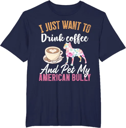 Vista 12 de I Just Want to Drink Coffee and Pet My American Bully Camiseta, Negro, S