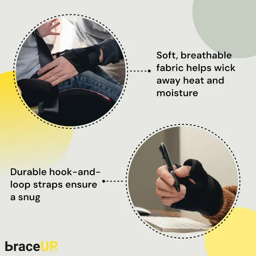 Vista 4 de Muñequera ortopédica BraceUP con férula de pulgar, para mano derecha o izquierda, para mujeres y hombres, CMC con soporte de pulgar, para artritis
