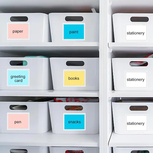 Vista 6 de Paquete de 60 portatarjetas autoadhesivas de 3 x 4 pulgadas transparente con 60 hojas de índice coloridas, soporte de plástico para tarjetas