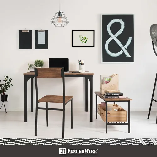 Vista 8 de Fencer Wire Juego de mesa de comedor de 4 piezas para 4 piezas con banco y sillas, mesa rectangular, banco y dos sillas, juego de comedor que ahorra