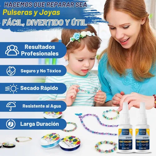 Vista 3 de Meuvcol Pegamento para pulsera de joyería para nudo elástico, 2 piezas de pegamento de cuentas de arcilla transparente para abalorios de cuentas
