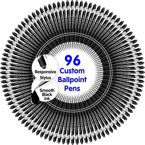 Vista 38 de Bolígrafos personalizados a granel con punta de lápiz capacitivo, bolígrafos personalizados de 0.020 in con nombre, logotipo o mensaje grabado