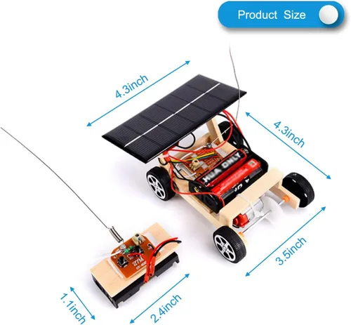 Vista 2 de Kit de modelo de coche solar de madera para construir para la edad de la juventud, kit de experiencia educativa de ciencia Juguete de construcción