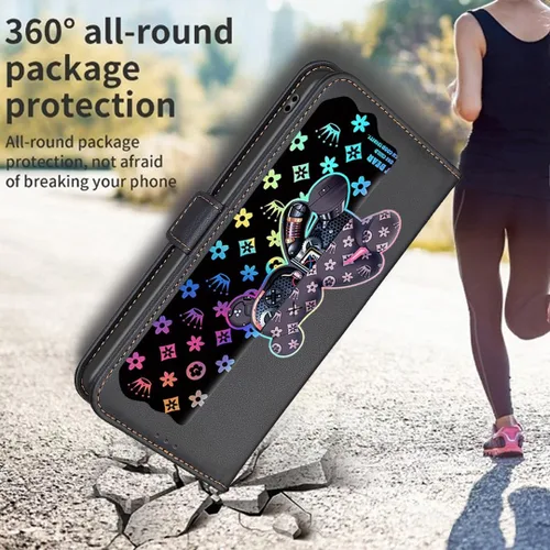 Vista 5 de jioeuinly Funda compatible con Alcatel 1V Plus Phone Case Flip Stand Cover [con protector de pantalla de vidrio templado] JXX-Negro