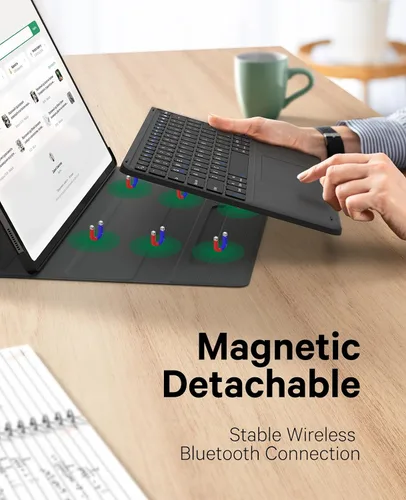Vista 4 de GreenLaw - Funda con teclado para Galaxy Tab S10/S9 Ultra de 14,6 pulgadas Funda para teclado con panel táctil inteligente, magnético desmontable