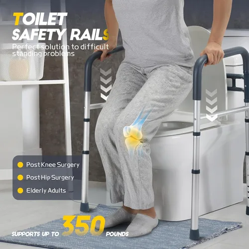 Vista 4 de Lianjindun Barras de seguridad para inodoro, asas de baño plegables y portátiles para ancianos, personas mayores, discapacitados y minusválidos