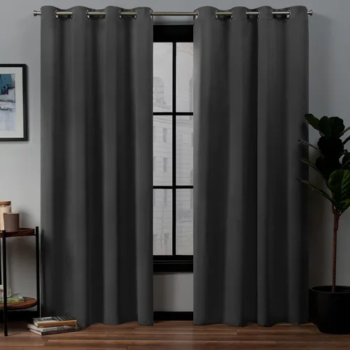 Vista 30 de Exclusive Home Curtains - Par de paneles de cortinas, modelo Academy, con ojales para bloqueo total de luz Blanco