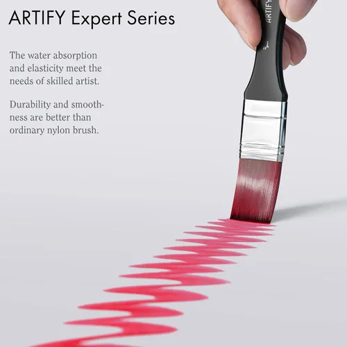 Vista 4 de ARTIFY - Juego de 24 pinceles de pintura, serie experta, suministros de arte sintético mejorados con soporte para pinceles y cuchillo de paleta