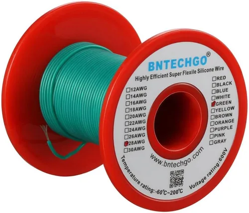 Vista 14 de BNTECHGO Carrete de alambre de silicona de calibre 28 rojo 250 pies Flexible 28 AWG alambre de cobre estañado trenzado