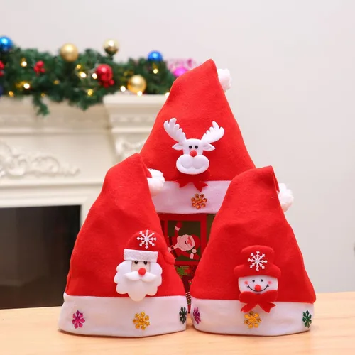 Vista 5 de Shuoyang 3 unidades, sombreros de Papá Noel, sombrero de terciopelo de Navidad brillante, sombrero de Papá Noel rojo esponjoso para adultos, hombres