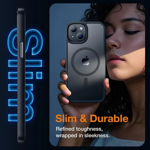 Vista 5 de Yriklso Funda para iPhone 13/iPhone14, compatible con MagSafe, a prueba de golpes, magnética 13, protección contra caídas de grado militar, funda